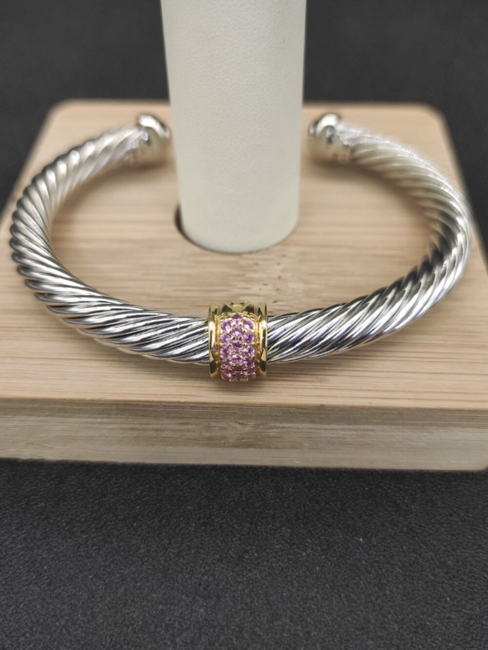 David Yurman—Silver—7mm Gold Bead Pink Diamond